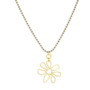 Retro Flower Pendant necklace brass